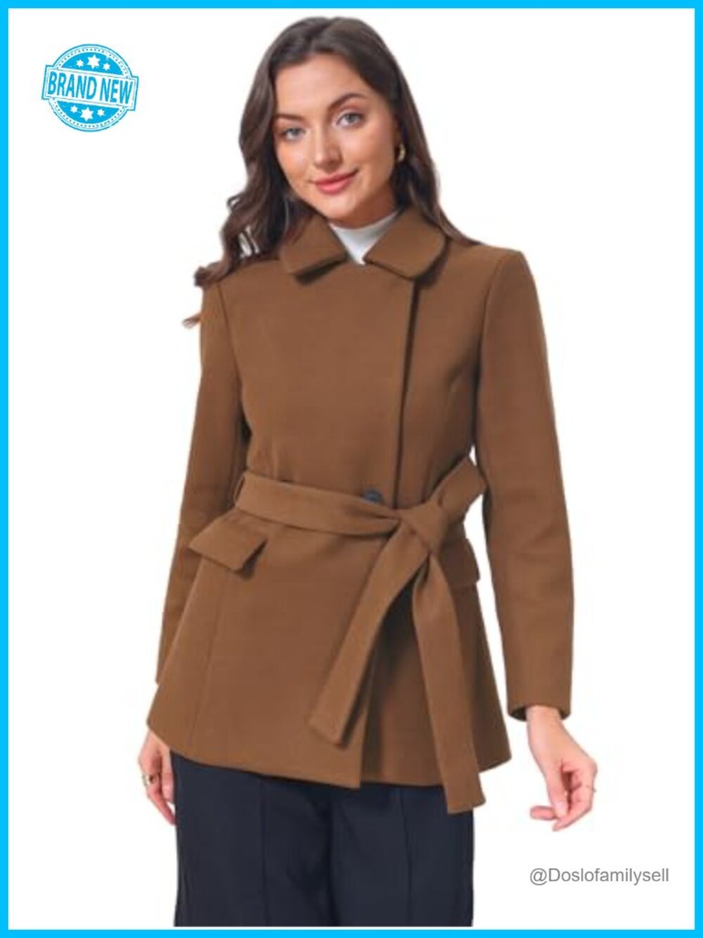Womens Winter Short Pea Coat Peter Pan Collar Fully Lined Overcoat